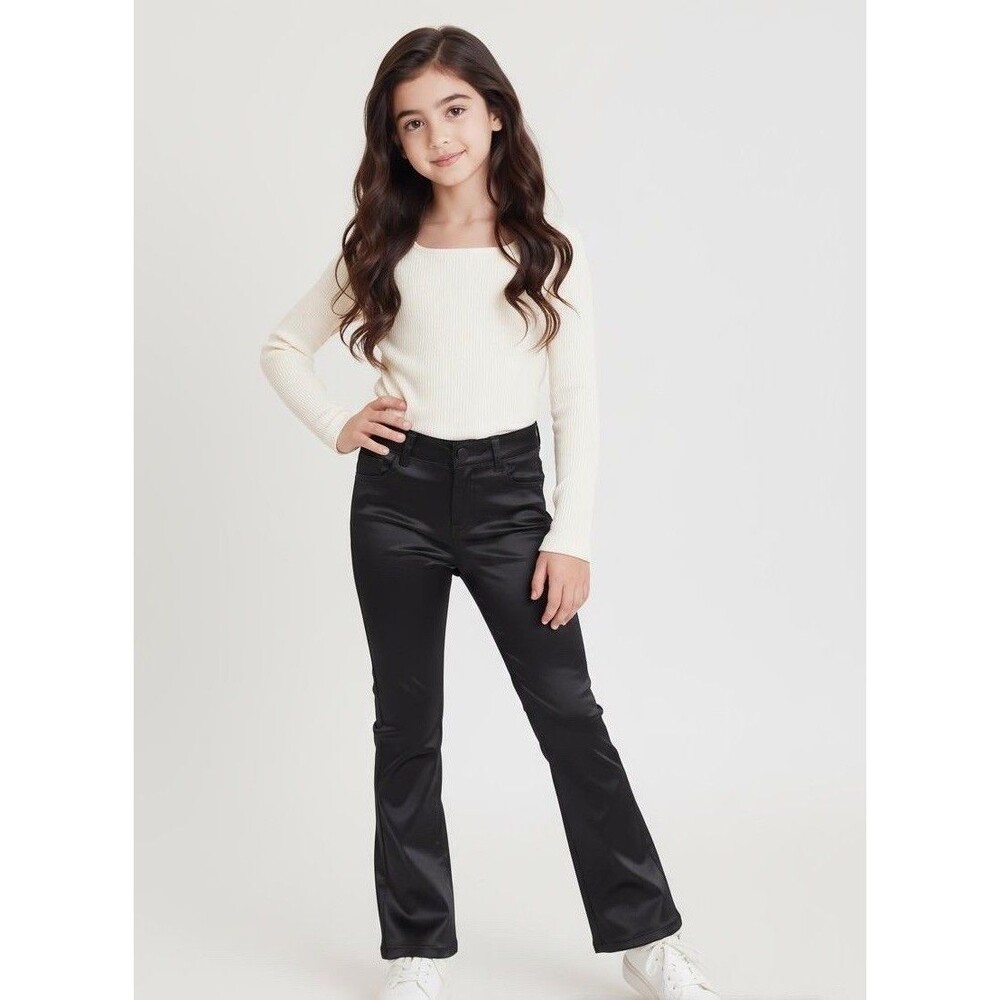 Girls Black Satined Flare Pants Size 7 Arizona Jeans co NWT - Picture 3 of 15